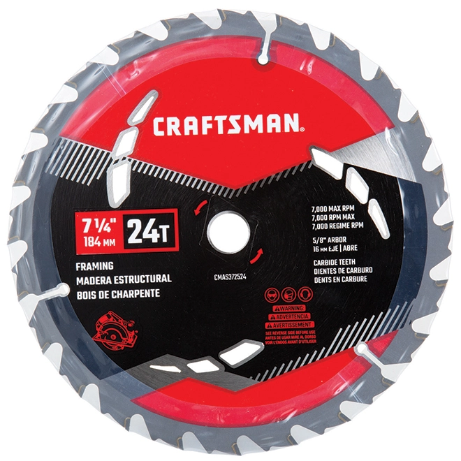 CRAFTSMAN Carbon Steel Circular Saw Blade - 7 1/4" x 24 Teeth 2 CRAFTSMAN Carbon Steel Circular Saw Blade - 7 1/4" x 24 Teeth - Image 2