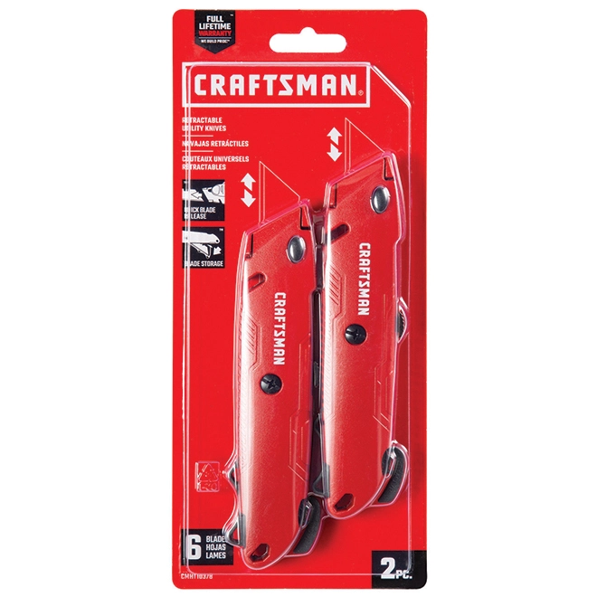 Craftsman Retractable Utility Knives - 5-in - Red - 2-Pack 3 Craftsman Retractable Utility Knives - 5-in - Red - 2-Pack - Image 3