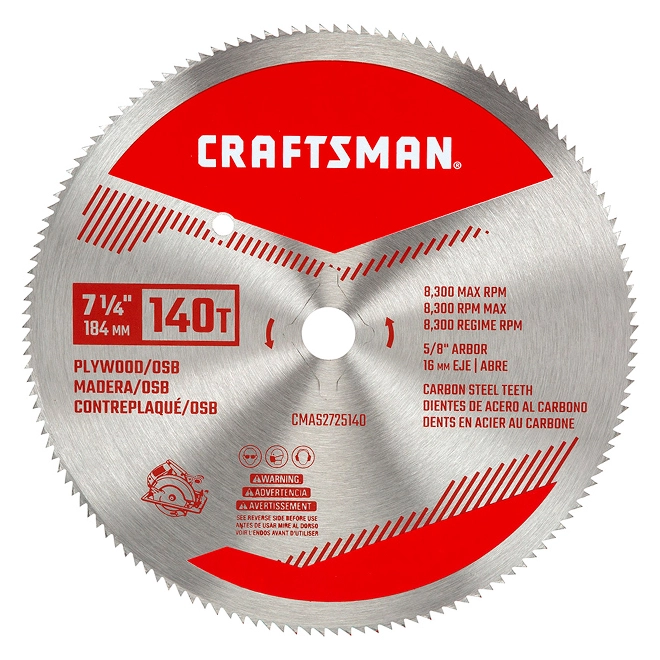 Craftsman Plywood Circular Saw Blade - 7 1/4-in Dia - 140T - High Speed Steel 1 Craftsman Plywood Circular Saw Blade - 7 1/4-in Dia - 140T - High Speed Steel