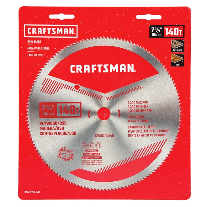 Craftsman Plywood Circular Saw Blade - 7 1/4-in Dia - 140T - High Speed Steel 2 Craftsman Plywood Circular Saw Blade - 7 1/4-in Dia - 140T - High Speed Steel - Image 2