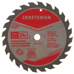 Craftsman Circular Rip Saw Blade - 7 1/4-in Dia - 24T - ATB Grind Geometry - Carbide Teeth