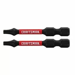 Craftsman Impact Rated Torx-Head Impact Screw Drive Bits - T15 x 2-in L - Hex Shank - Black - 2 Per Pack