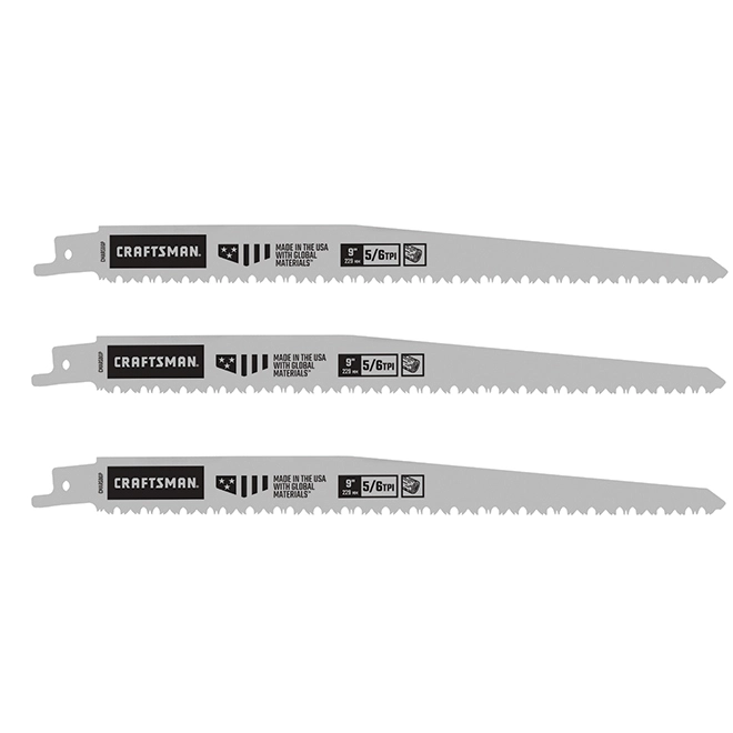 Craftsman Reciprocating Pruning Saw Blade - Bi-Metal - 3 Per Pack - 6 TPI - 9-in L 1 Craftsman Reciprocating Pruning Saw Blade - Bi-Metal - 3 Per Pack - 6 TPI - 9-in L