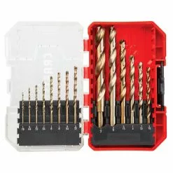 Craftsman Jobber Length Twist Drill Bits - Gold Ferrous Coated High-Speed Steel - Round Shank - Set of 14
