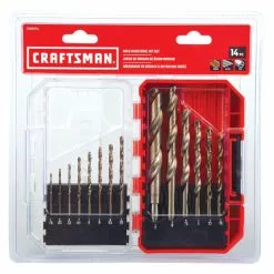 Craftsman Jobber Length Twist Drill Bits - Gold Ferrous Coated High-Speed Steel - Round Shank - Set of 14 -Craftsman Sales Shop 00276913d L