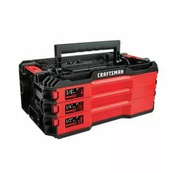 Craftsman Versa Stack 3-Drawer Mechanic Tool Set - Polished Chrome - 216 Pieces - Black and Red