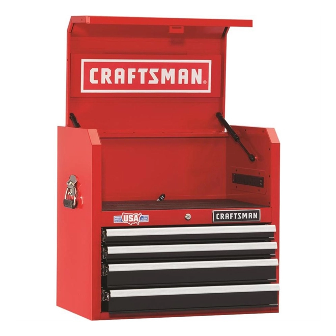 CRAFTSMAN Tool Chest - 4 Drawers - 26" x 16" x 24.5" - Red and Black 2 CRAFTSMAN Tool Chest - 4 Drawers - 26" x 16" x 24.5" - Red and Black - Image 2