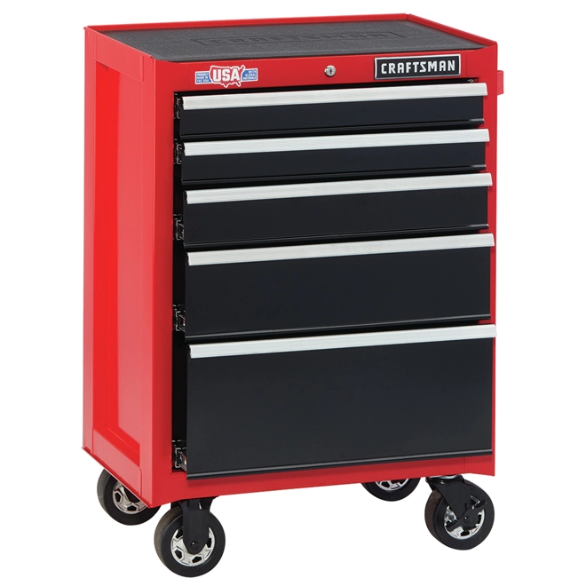 CRAFTSMAN Tool Cabinet - 5 Drawers - 26.5" x 18" x 37.5" - Red/Black 2 CRAFTSMAN Tool Cabinet - 5 Drawers - 26.5" x 18" x 37.5" - Red/Black - Image 2
