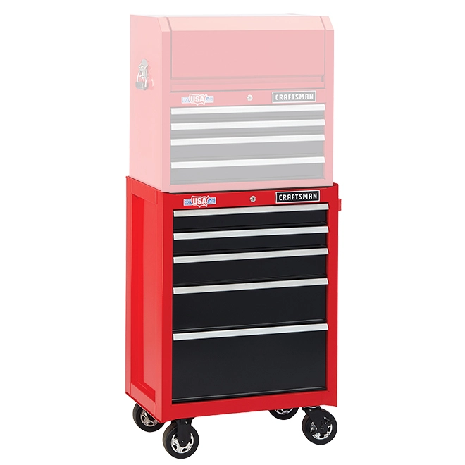 CRAFTSMAN Tool Cabinet - 5 Drawers - 26.5" x 18" x 37.5" - Red/Black 5 CRAFTSMAN Tool Cabinet - 5 Drawers - 26.5" x 18" x 37.5" - Red/Black - Image 5