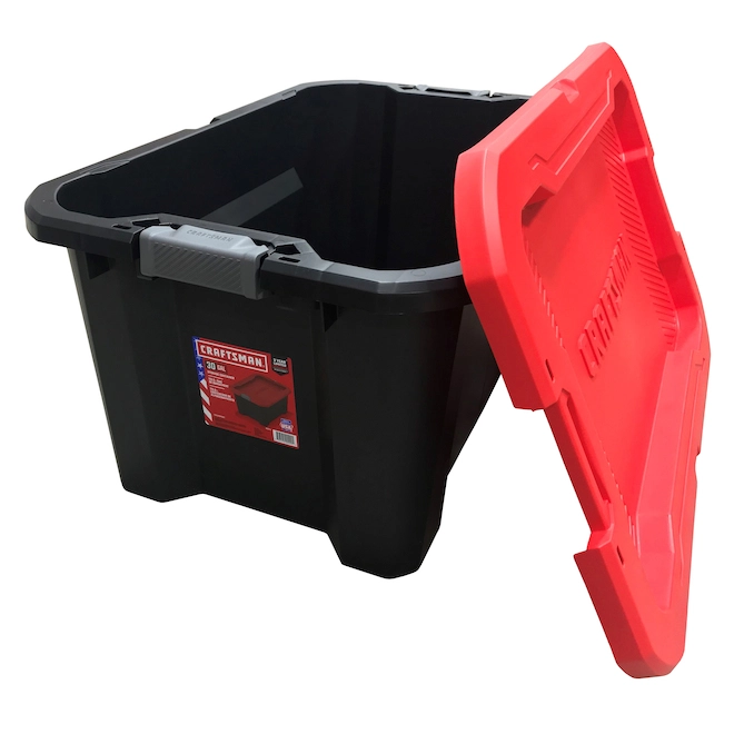 Craftsman Plastic 113-L Latching Lid Storage Tote - Black 1 Craftsman Plastic 113-L Latching Lid Storage Tote - Black