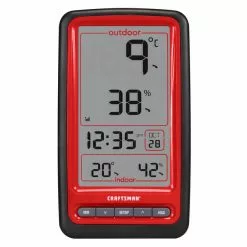 Craftsman(R) Digital Thermometer with Clock- Plastic Red